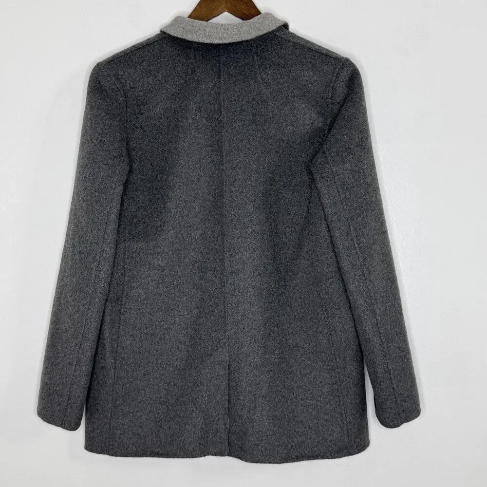 J Crew Blazer Womens 12 Gray Wool Blend One Button Knit Unlined Jacket - Picture 5 of 7